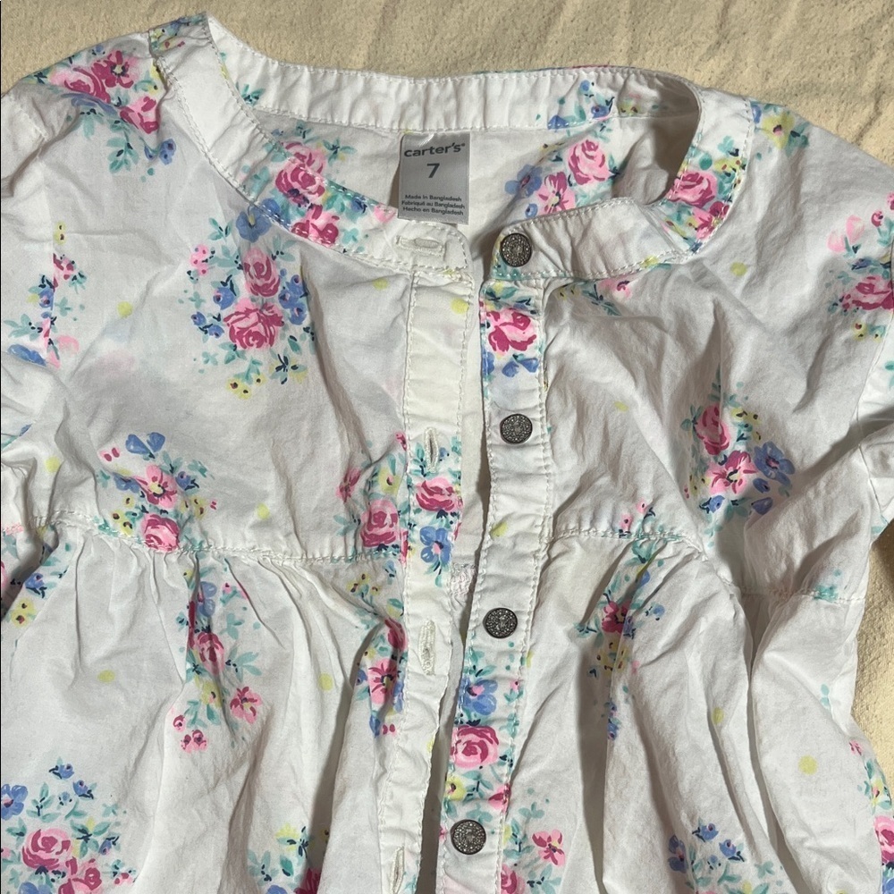 Carter's White Floral Button Down Shirt
